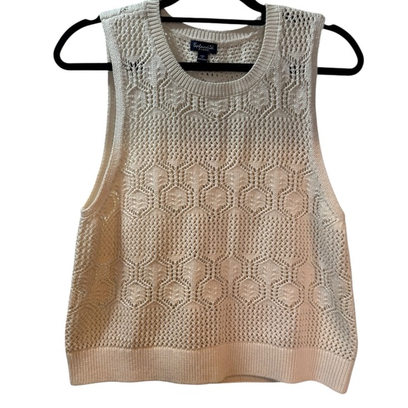 Splendid Tops - Splendid Honore Boho Chic Cotton Crochet Sweater Tank in Natural Sz XL